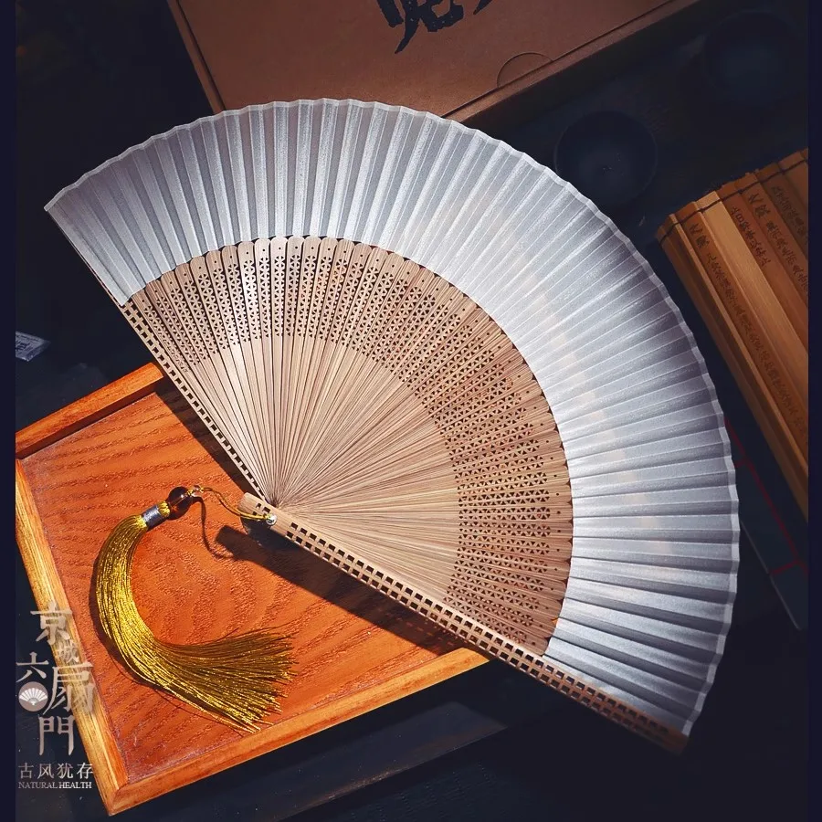 Chinese Style 7 Inch Bamboo Folding Fan Plain Square Pattern Handheld Fan for Women Hanfu Qipao Summer Gift Natural Blank Fan