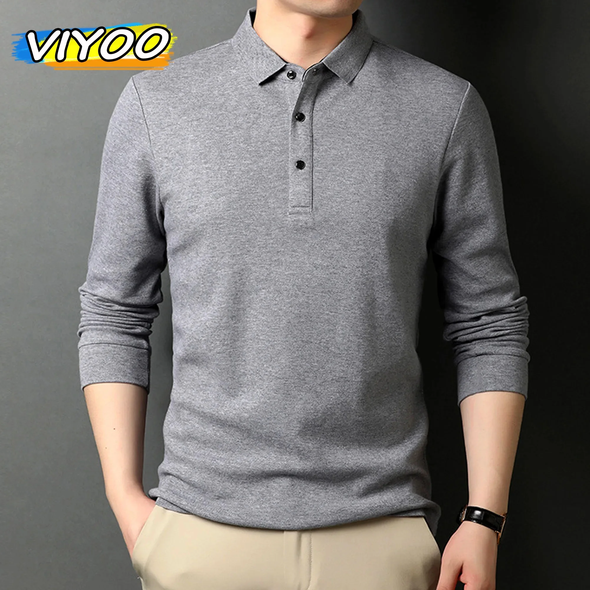 

Men's New Polo Shirt Business Sweatshirts Casual Shirts Mens Long Sleeve Office Worksuits Collar Tees Tops Men
