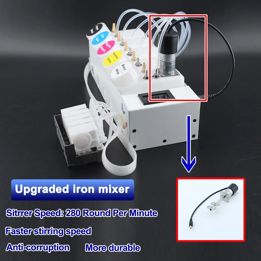 XP600 ET-8550 L18050 250ML DTF CISS 잉크 시스템(프린트 헤드 어댑터 포함) Epson L8050 18100 탱크 교반기 타이머용 매니폴드 댐퍼
