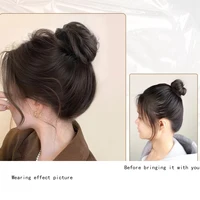Perruque Updo synthétique facile à porter, Chignon lisse et élégant avec élastique, postiche queue de cheval en Fiber résistante à la chaleur 4