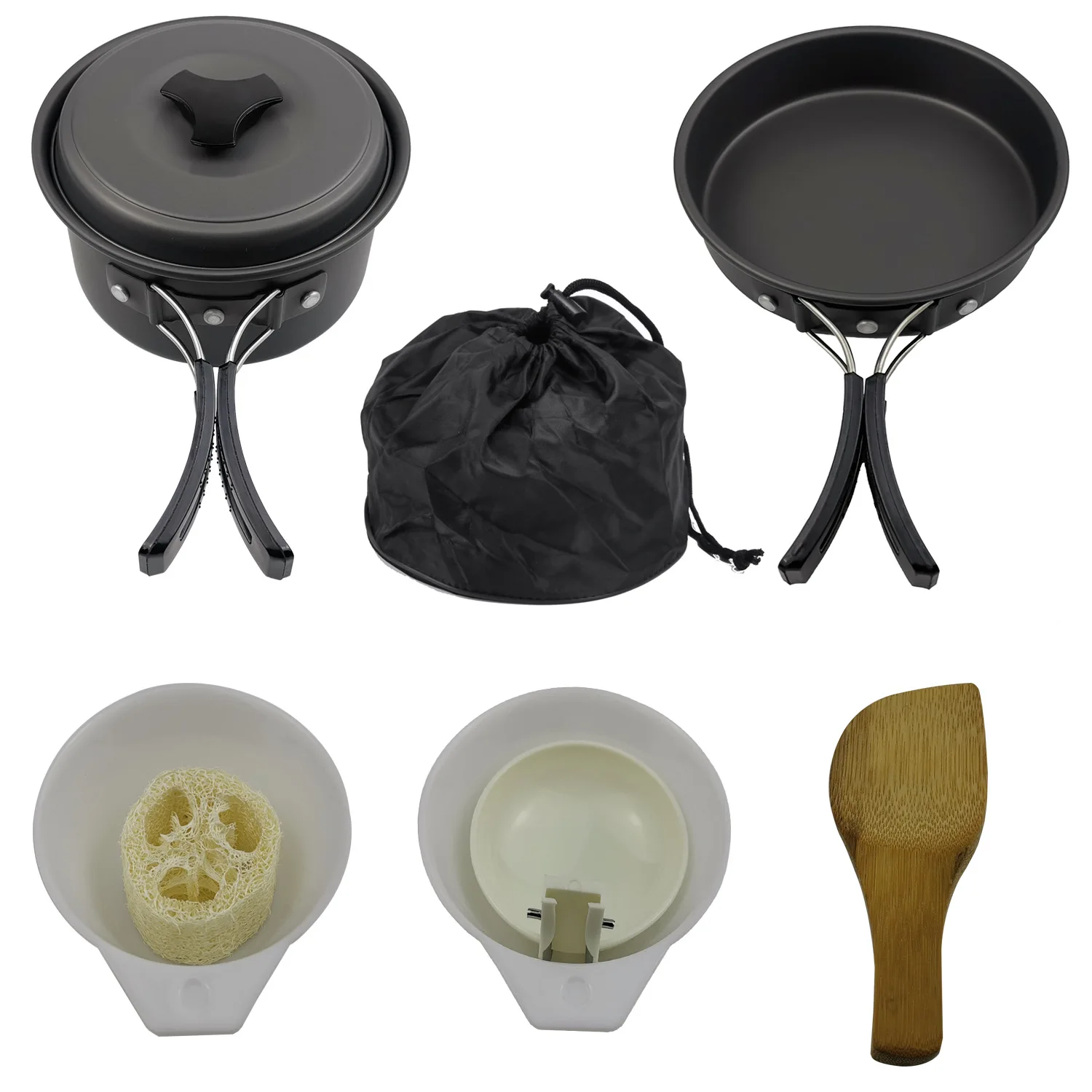 

A765 Outdoor Picnic Camping Portable Pot Set, 1-2 Person, Alumina Cooking Set