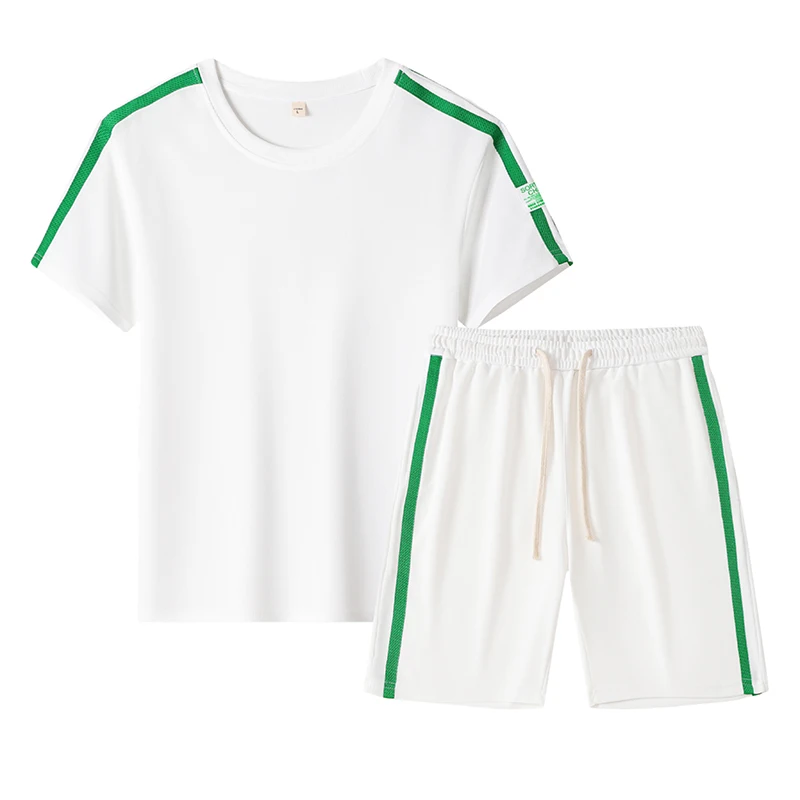 Two Piece Set for Men 2024 Summer Casual Contrast Color Short Sleeve Breathable T-shirt Sports Joggers Loose Shorts Ropa Hombre