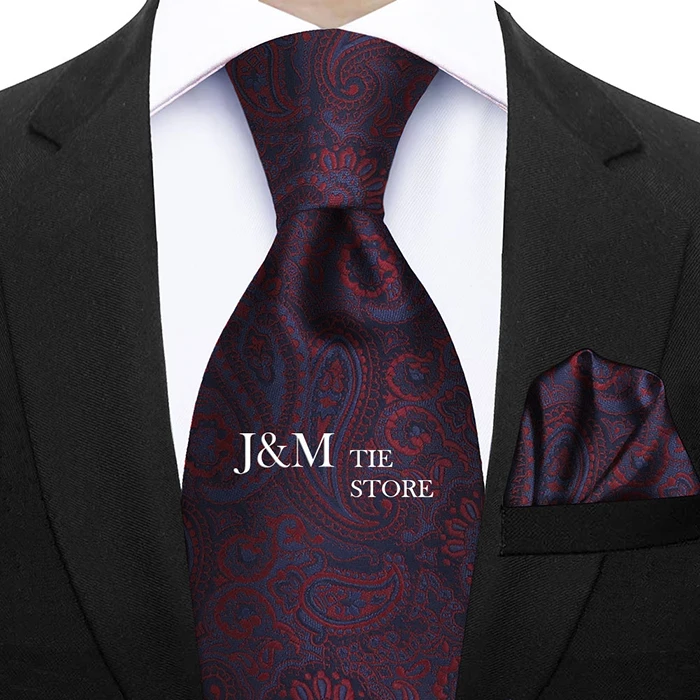Herren 2-teiliges Paisley-Krawatten-Set, luxuriös, Hochzeit, Blau, Braun, Grau, Krawatte, Handky, Geschenk für Männer, Modedesigner, Business, Party, Krawatte, Geschenk – Detail 7