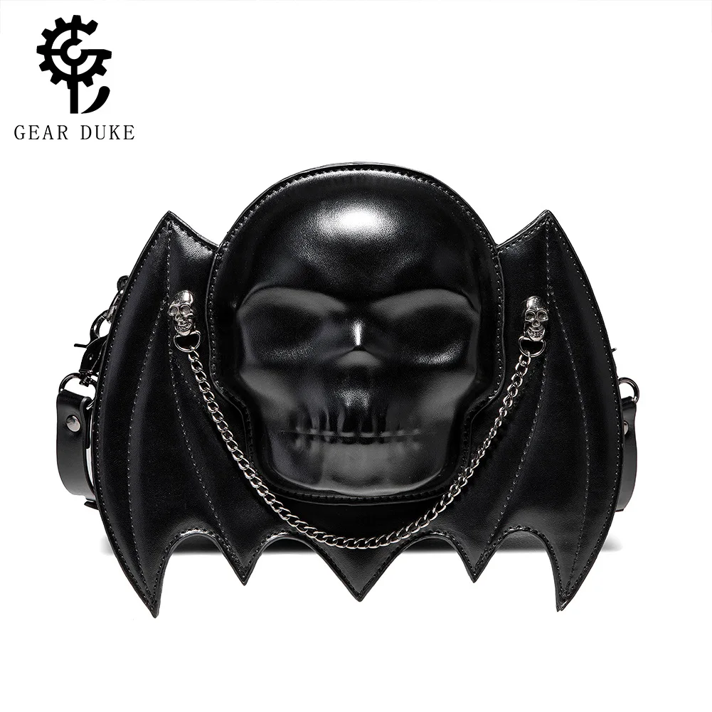 

New Women's European and American Punk Creative Bat Design Skull Head Women's One Shoulder Oblique Straddle Bag