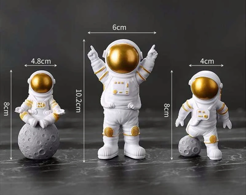 3Pcs Resin Astronaut Figure Statue Figurine Spaceman Sculpture Educational Toy Desktop Home Decoration Astronaut Model Kids Gift