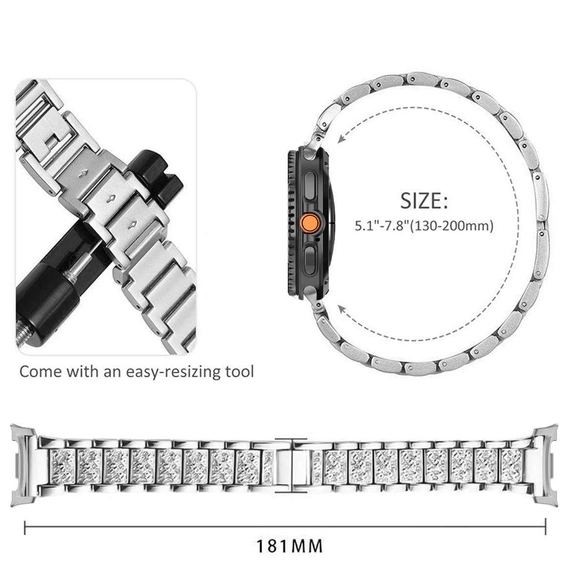 Elegant Diamond Stainless Steel Bracelet