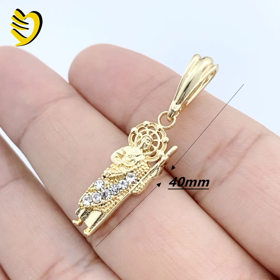 Lejier 2023 High Quality 14k Gold Plated Zircon Set Small Medium Large Style Catholic Religious Pendant for Men and Women