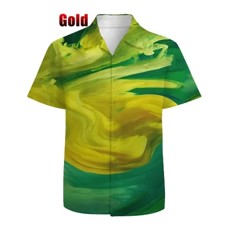 thumbnail image 1 of Camisa con estampado de pigmento en 3D para hombre, camisa informal de moda de manga corta con botones, camisas y blusas de talla grande para hombre, 1 of 5