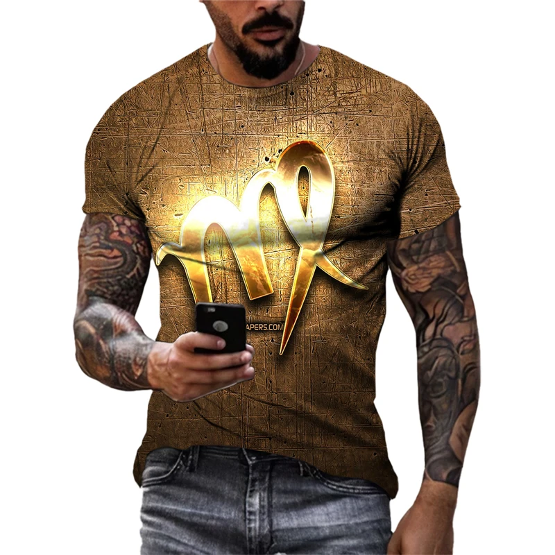 

Summer New Constellation Unisex T-shirt Interesting Personality 3d Printed Tees Men Fashion Casual Round Neck Short Sleeve Tops