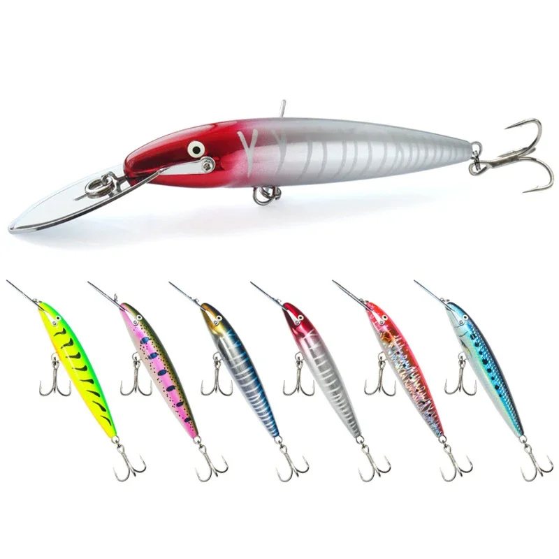 Minnow Fishing Lures 147mm 42g Trolling Bait Saltwater Boat Fishing Artificial Hard Bait Wobbler Bass Mackerel Tuna Pike