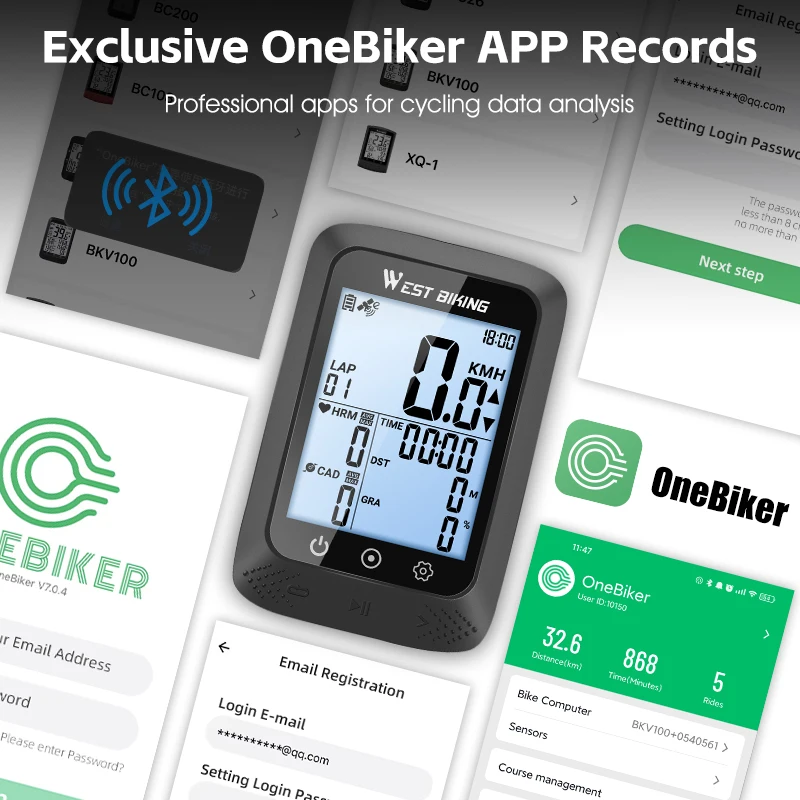 WEST BIKING GPS Bike Computer ANT+ Bluetooth Wireless Speedometer IPX7 Waterproof LCD Digital Smart Odometer Cycling Accessories