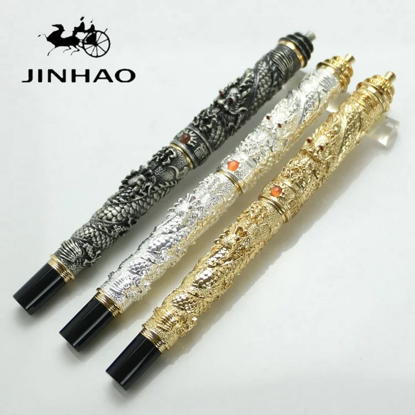 

JINHAO серебристый/серый/Золотой Дракон подписка Храм Неба маленький Ssangyong роллербол Мужская Бизнес-ручка