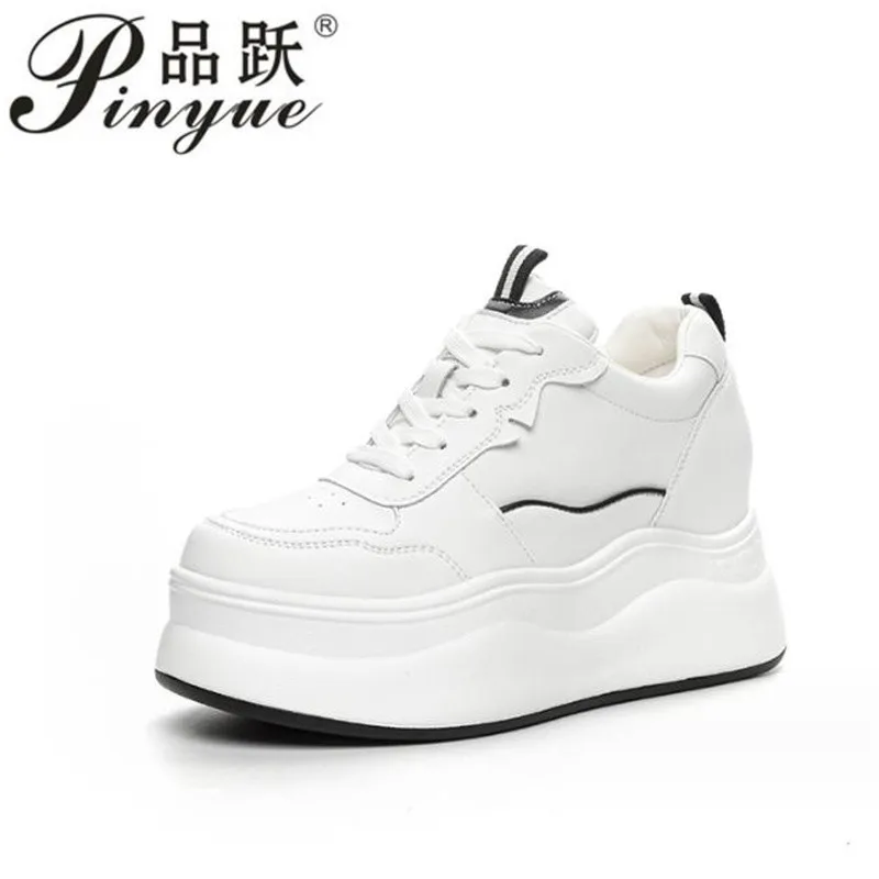 

8cm Genuine Leather Platform Wedge Sneakers Winter Chunky Shoes For Women Autumn Shoes Spring Walking Vulcanized shoes 34 39