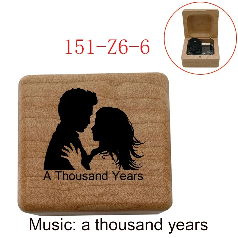 Custom picture A Thousand Years Wind up mechanical Wooden Music Box for lovers girlfriend boyfriend friend wedding party gift