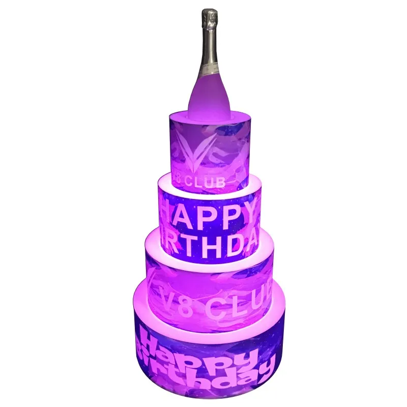 Rechargeable LED Happy Birthday Cake Bottle Presenter Wine Holder VIP For Night Club Party KTV Decor