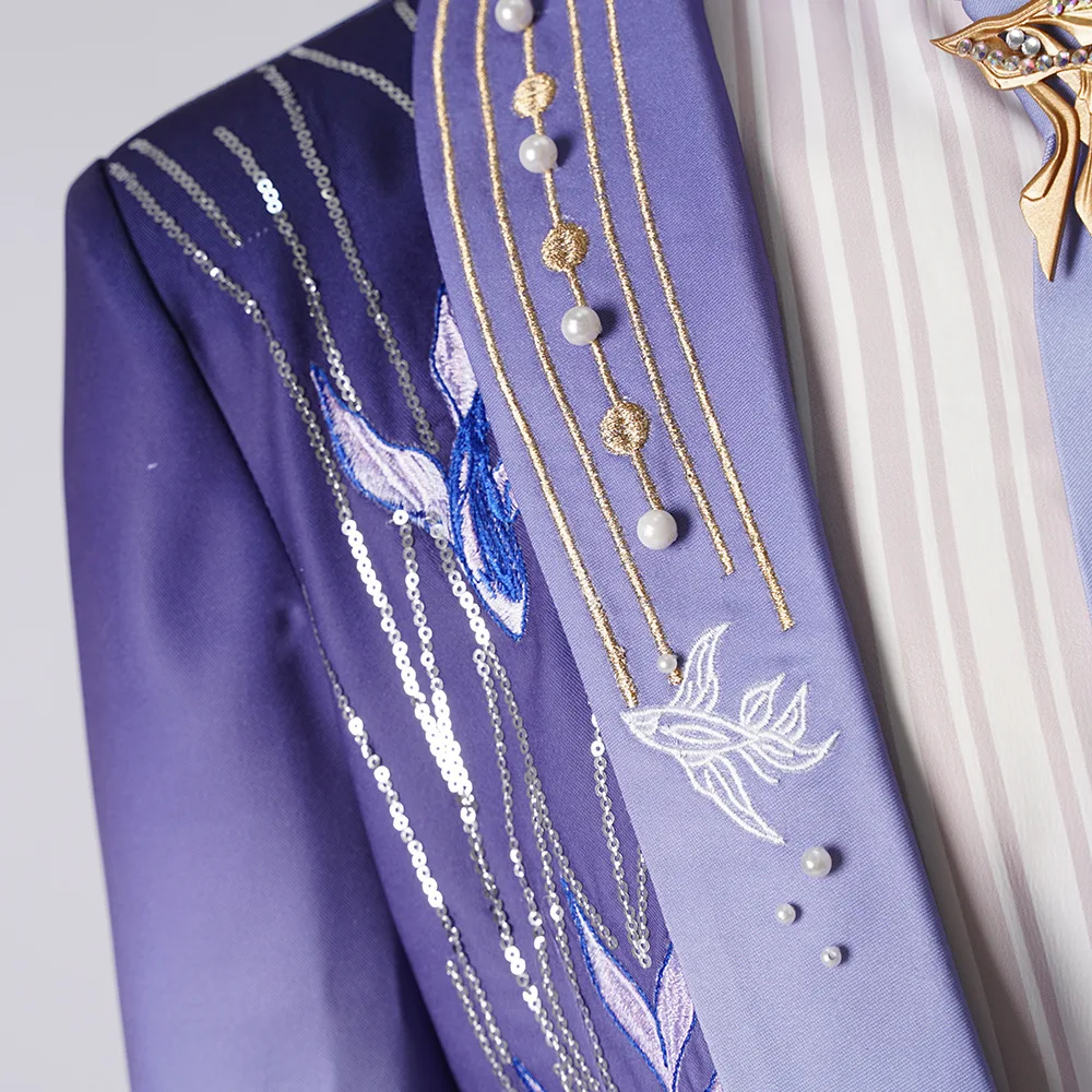 Love and Deepspace: Qi Yu | Fantasy Purple Cosplay Costume Set 43 Fantasy Purple Dress Coat Cosplay Costume