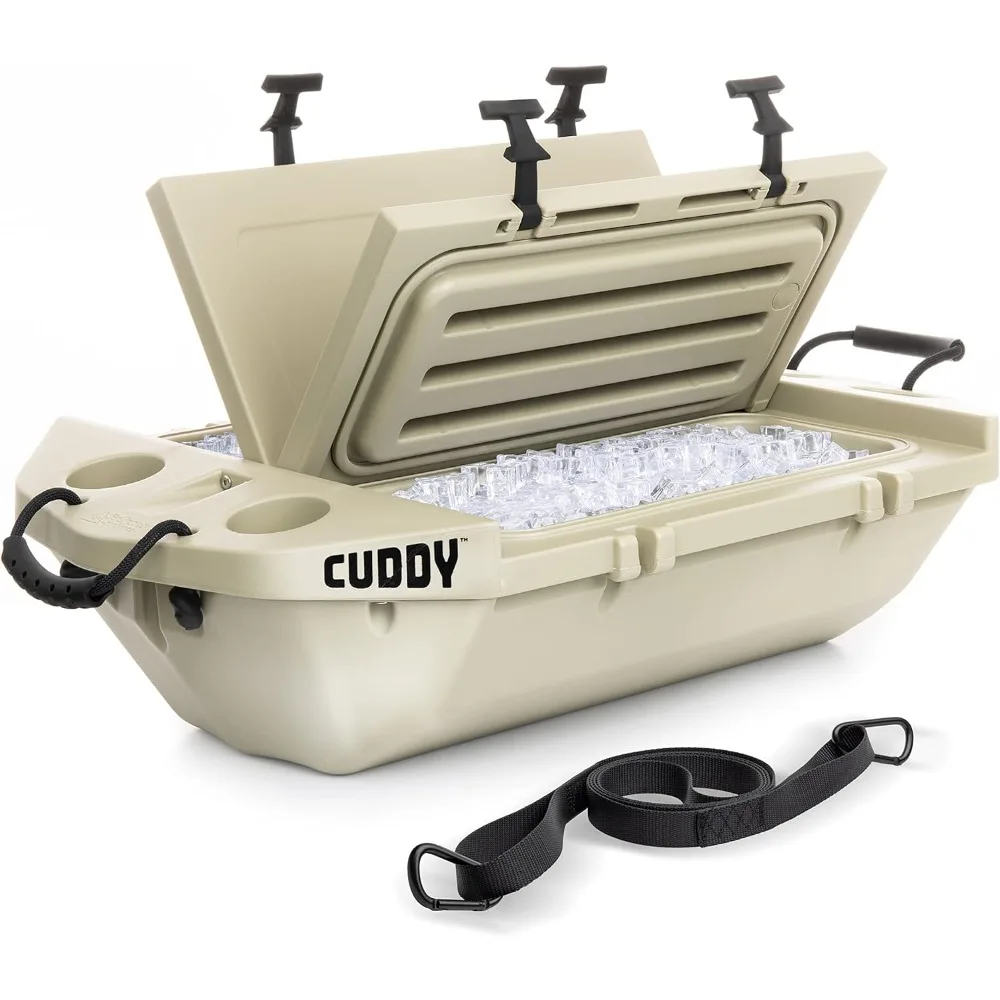 

NEW-Cuddy Floating Cooler and Dry Storage Vessel – 40QT – Amphibious Hard Shell Design - Tan