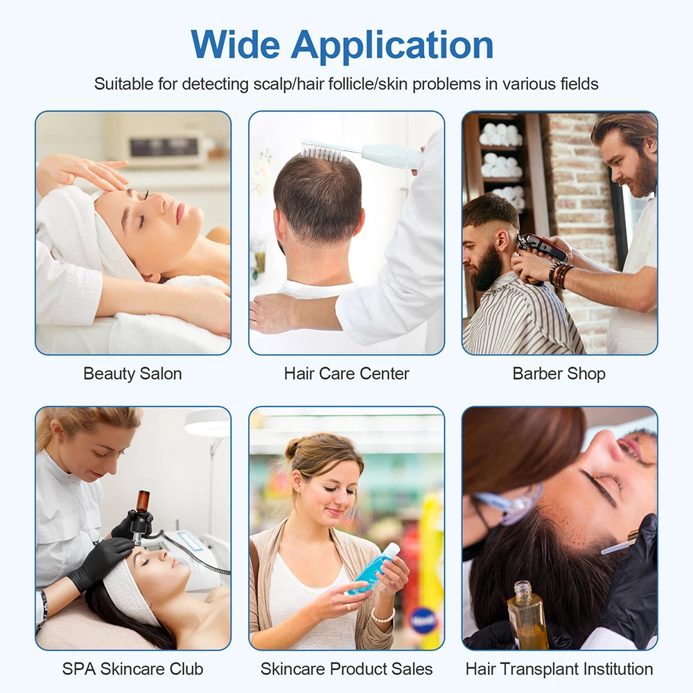 Handheld Hair Follicle Scalp Detector 4X Magnifying Pore Magnifier Facial Skin Tester Analyzer Hair Scalp Diagnostic Machine