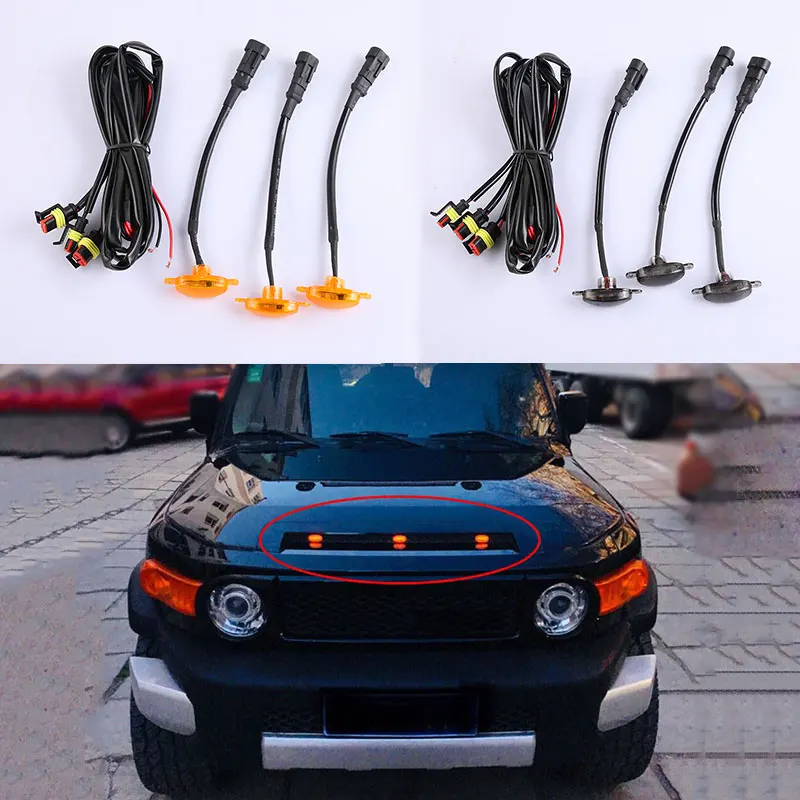 

Для Toyota FJ Cruiser 2007- 2013 2014 2015 2016 светодиодный 2017 светодиодная Автомобильная передняя решетка радиатор янтарный свет Раптор стильный комплект ламп 3 шт.