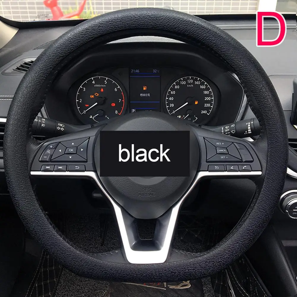 Universal Silicone Steering Wheel Cover - Soft, Textured, Multi-Color Car Accessory