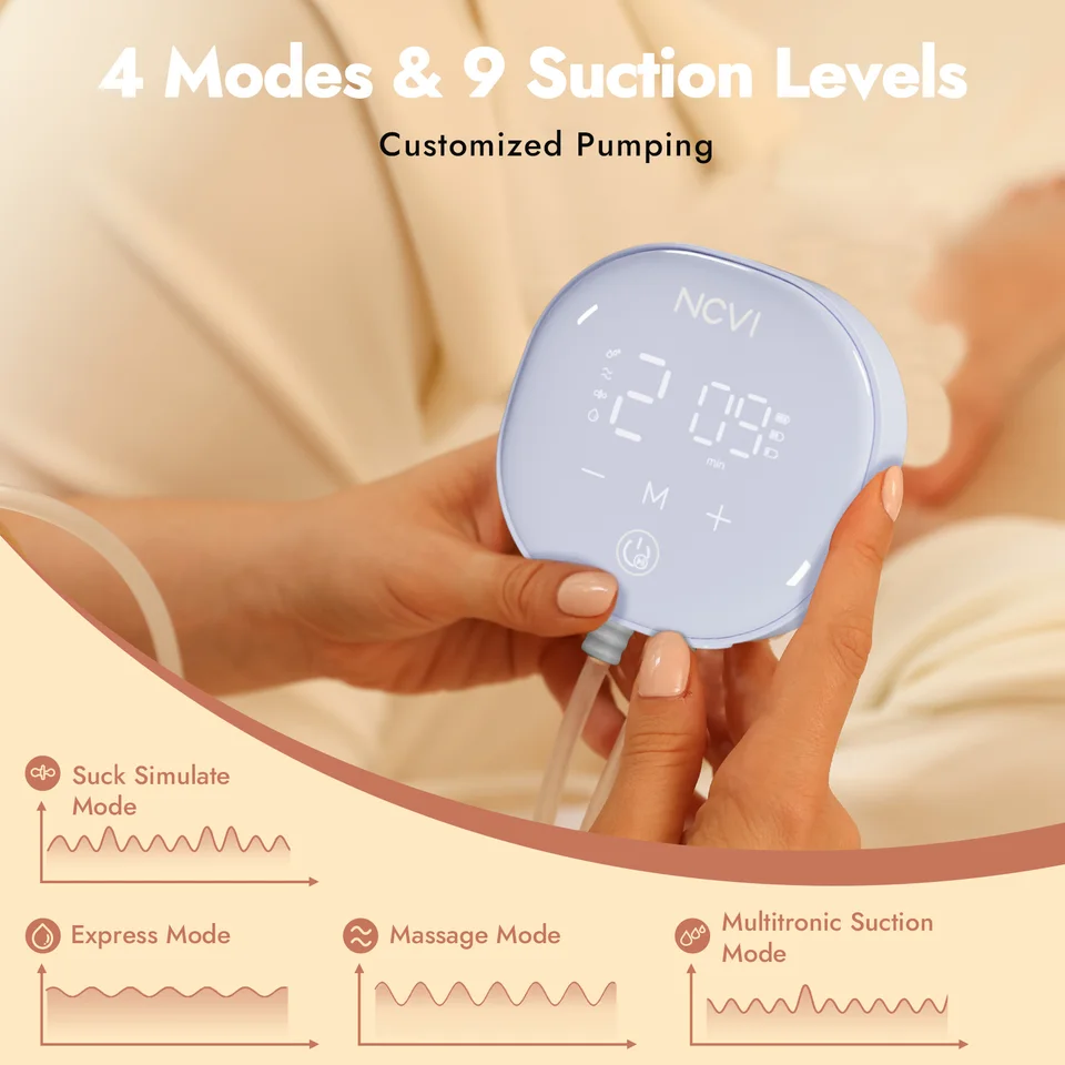 NCVI 2025 Hands Free Breast Pump,Combined With Strong Motor And Wearable Cups, 4 Modes 9 Levels, 21/24/28mm, Low Noise_voghion.com