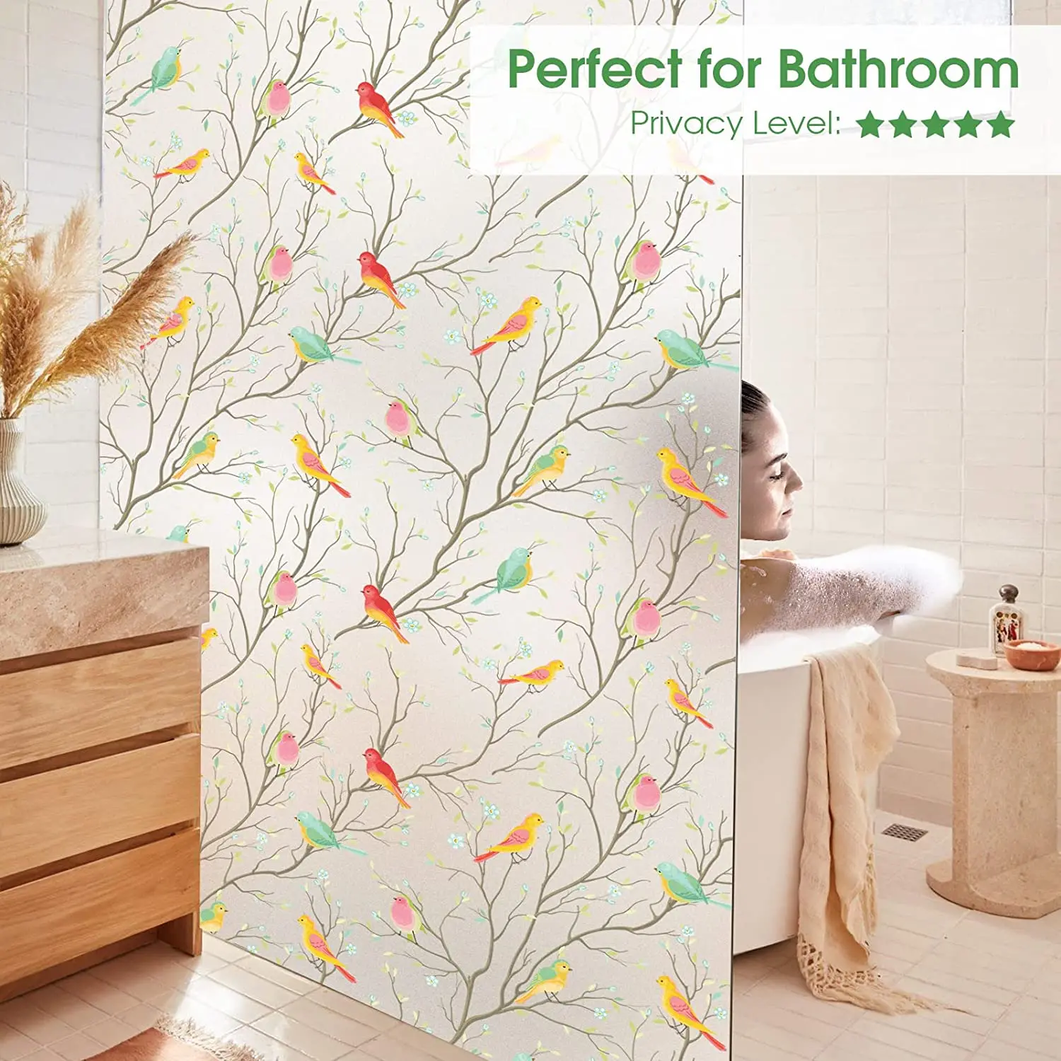 Decorative Stained Glass Static Cling Privacy and Heat Control Window Film
