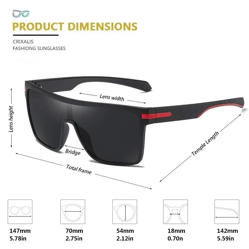 CRIXALIS Fashion Polarized Sunglasses For Men Square Oversized Anti Glare Driver Mirror Sun Glasses Women UV400 Goggles Male 4