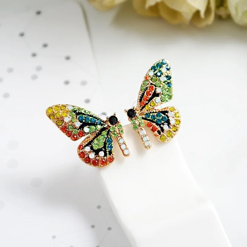 Colorful Crystal Butterfly Ear Stud Women Trendy Dream Earrings - Image 2