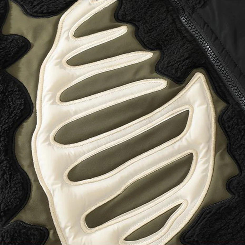 Hip Hop Fleece Fuzzy Jacket Embroidery Skull Skeleton Bones Patch Lambswool Fuzzy Fluffy Coats 2023 Harajuku Thick Warm Jackets 5