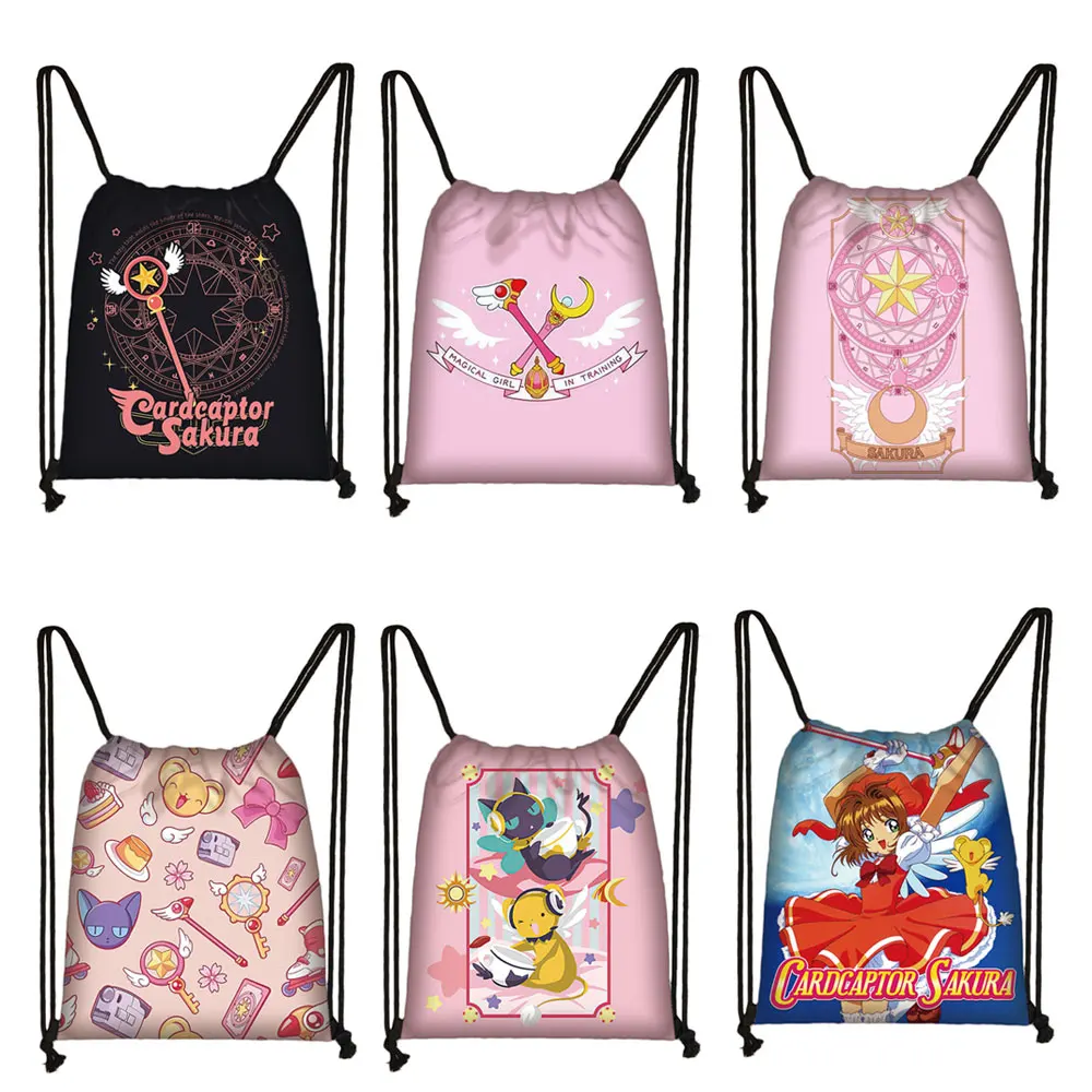 

Anime Cardcaptor Sakura Drawstring Bags Cute Girls Storage Shoulder Bag for Travel Teenager Daypack School Backpack Shoes Holder