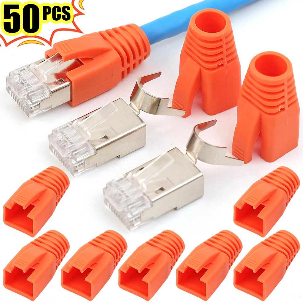 5-50PCS RJ45 Cable Connector Plug Cover CAT7 CAT6A Ethernet Network ...