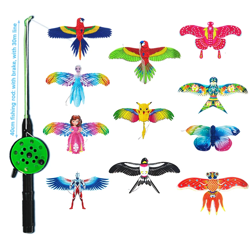 Kite 1Set Children Kite Toy Cartoon Butterfly Swallows Eagle Kite With Handle Kids Flying Kite Outdoor Toys 2