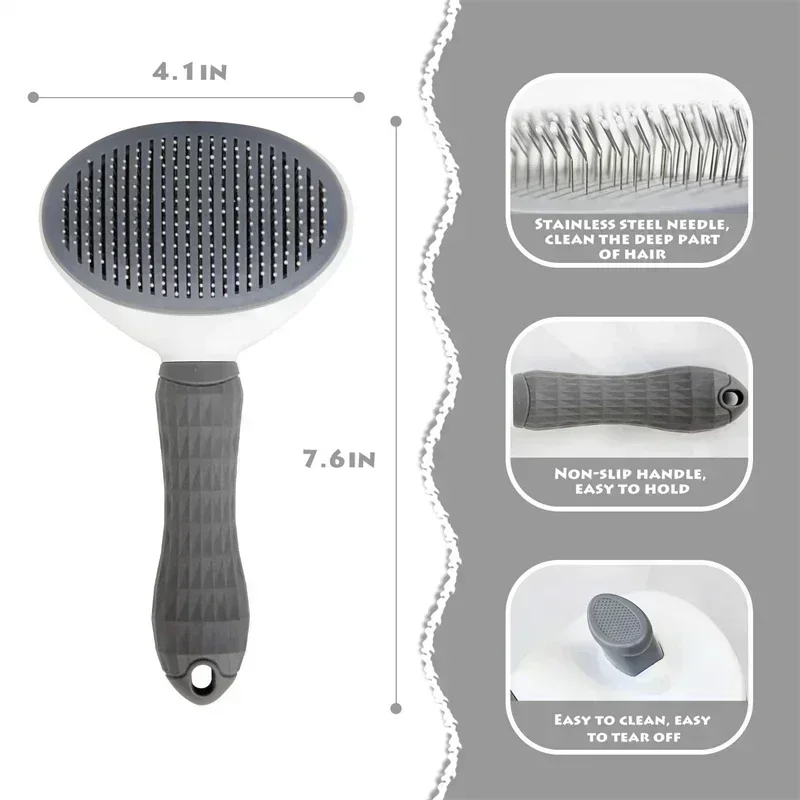 Cats and Dog Hair Removal Brushes Dogs Anti-slip Pet Grooming Brushes Comb for Dog Puppy Hair Care Supplies Brush for Cats Home - Image 6