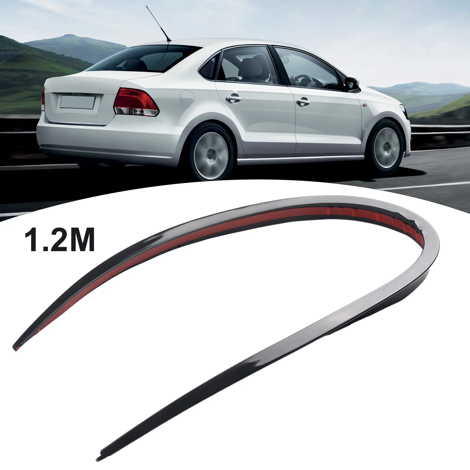 

High Quality High quality Car Spoiler Sticker PU Material Roof Soft Trim Rear Sticker Trunk Universal Wing Black