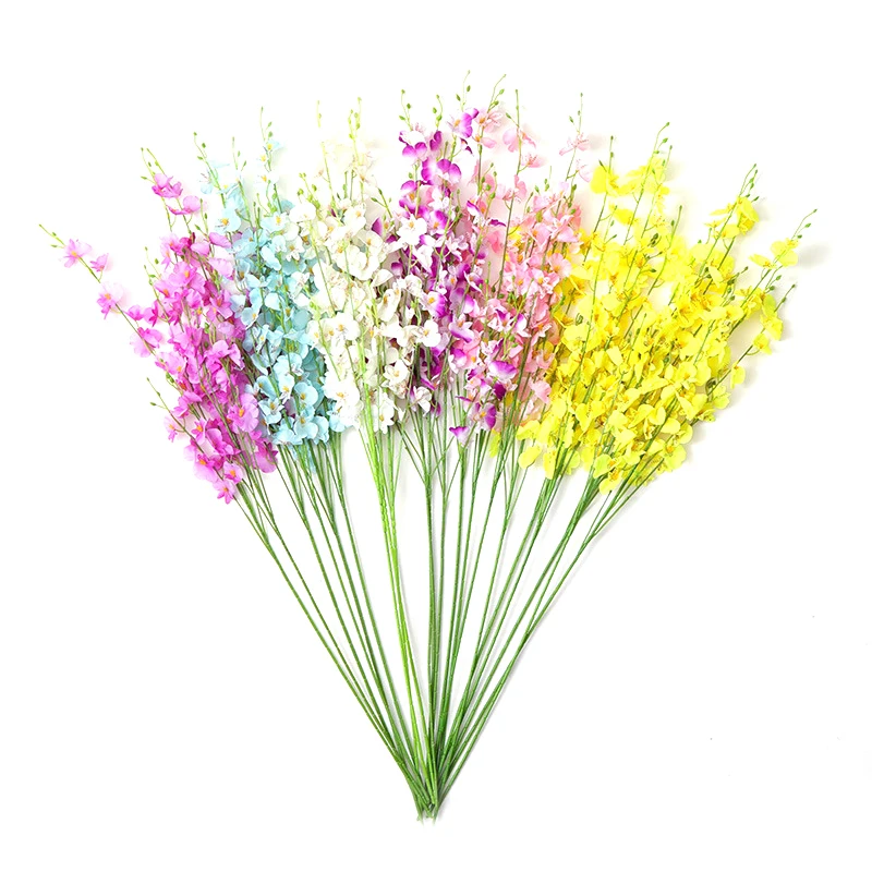 

5 Forks Imitation Flower Dancing Blue Yellow Fake Flower Cross Phalaenopsis Bouquet