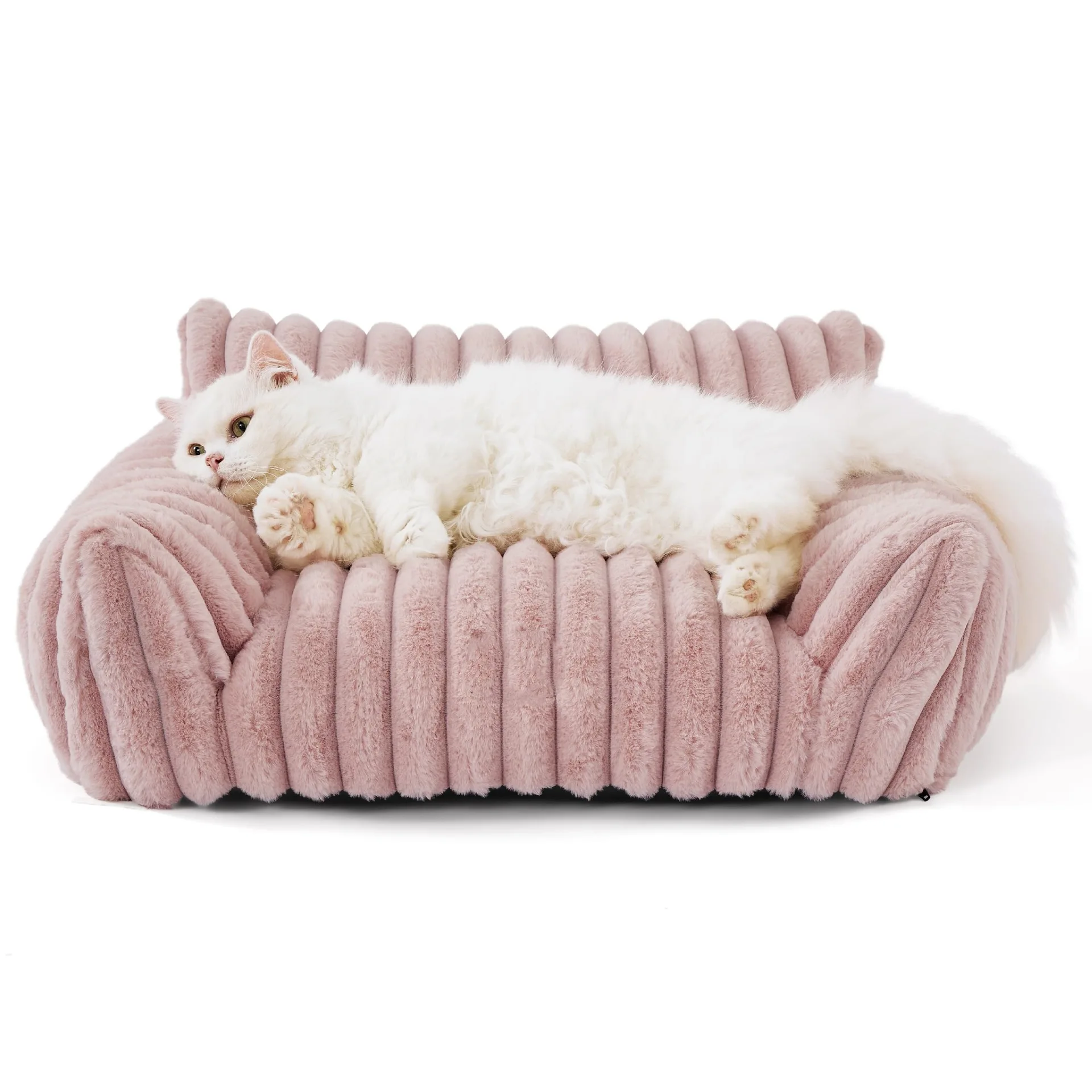 Fluffy Cat Sofa – Soft Corduroy Pet Bed with Removable Cover 4
