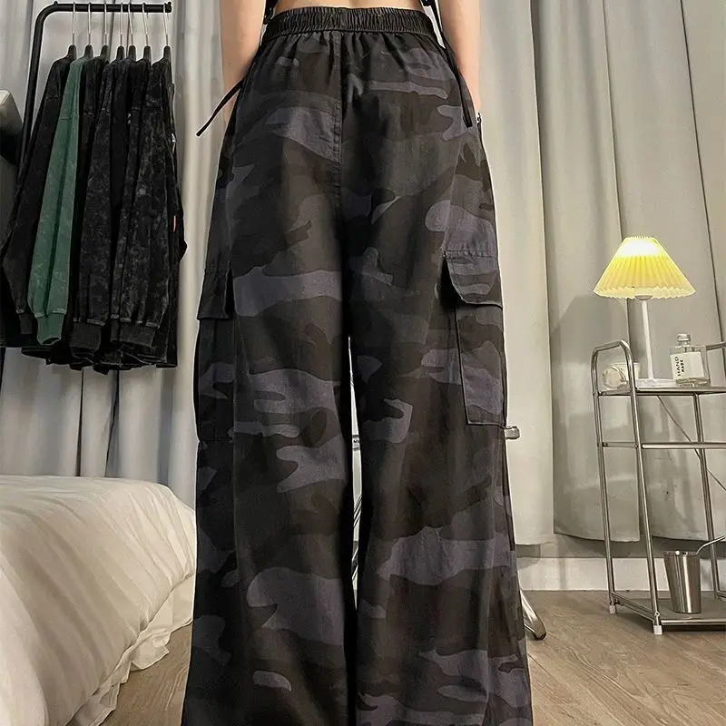 Deeptown Harajuku Fashion Camouflage Cargo Pants Women Hip Hop Streetwear Oversized Fall Trousers Vintage Y2k Girl Casual  Retro