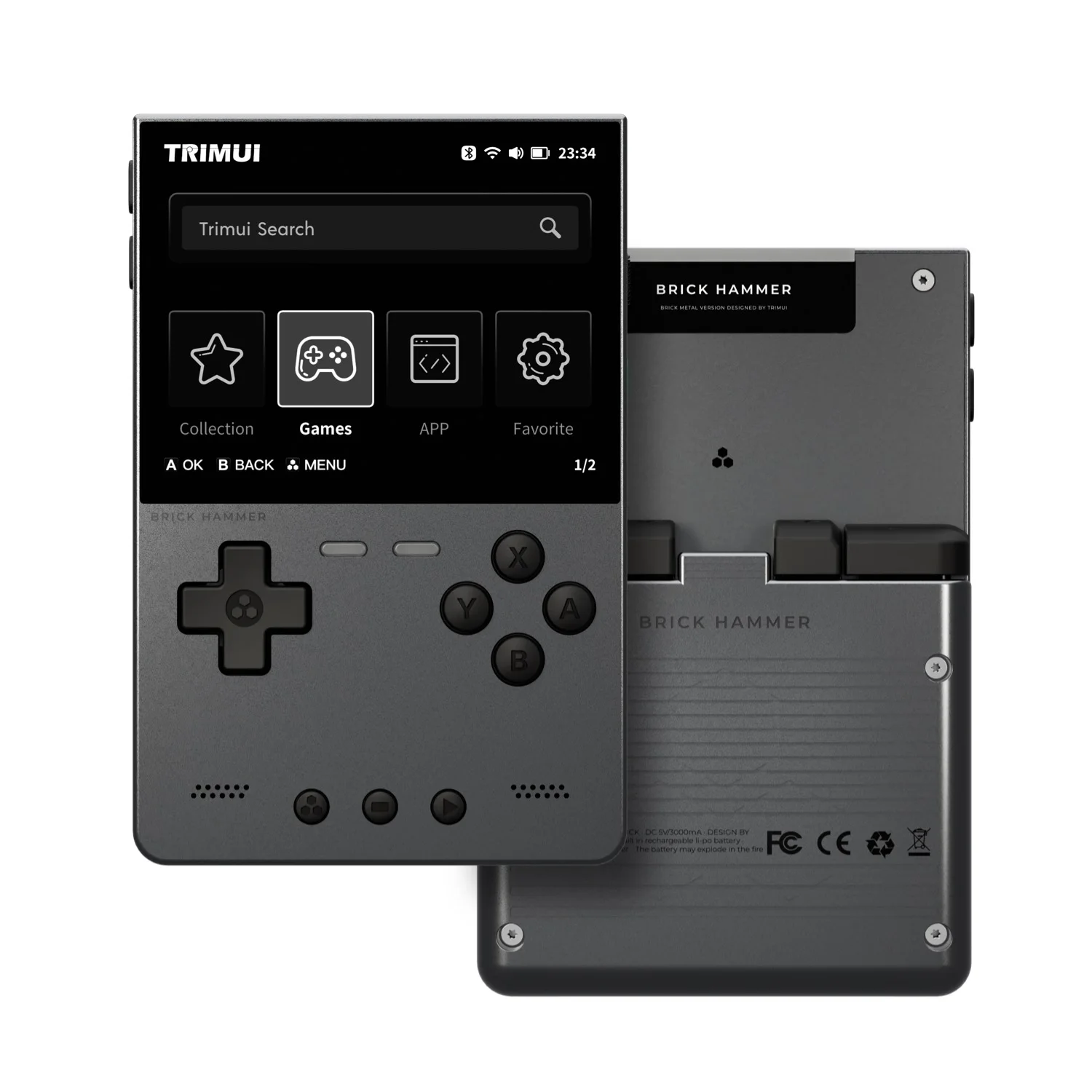 TRIMUI BRICK Hammer Retro Handheld Game Console Linux System CNC-Machined Metal Exterior Key LED Lighting 3.2'' IPS_voghion.com