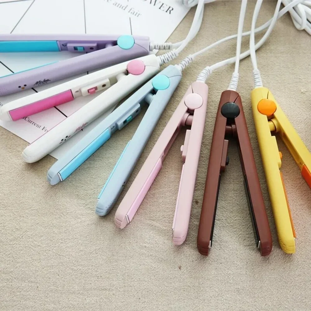 Mini Hair Straightener Curling Iron 2 in 1 Dual-Use Splint Hair Perm Hairdresser Electric Curling Stick Straight Plate Clip