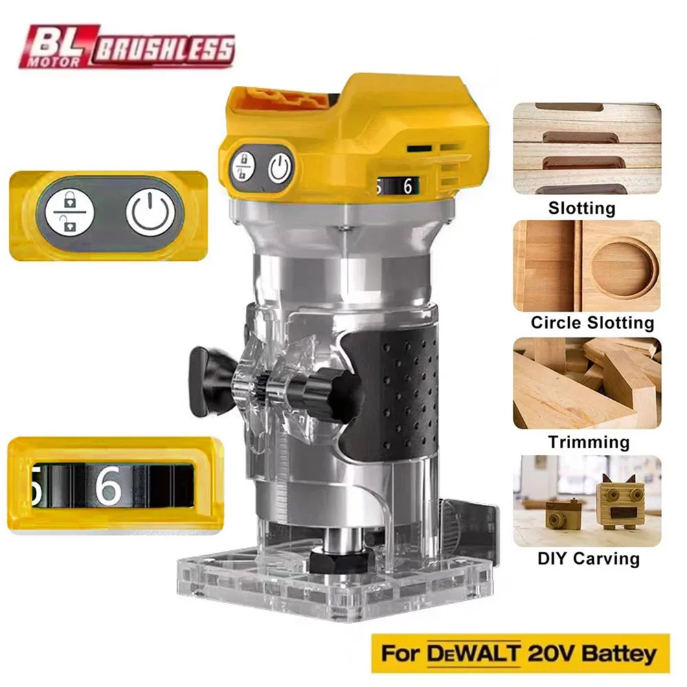 Brushless Electric Trimmer Wood Router for Dewalt 18V Battery, wood router,plunge router