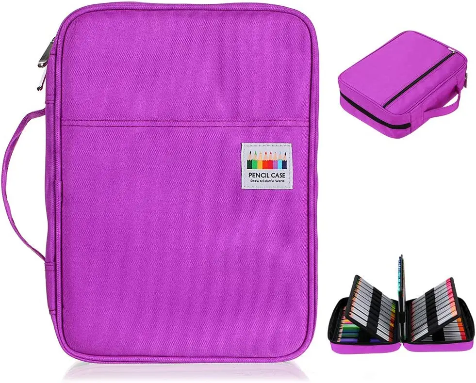 

Colored Pencil Case 220 Slots Pen Pencil Bag Organizer with Handy Wrap Portable- Multilayer Holder for Colored Pencils & Gel Pen