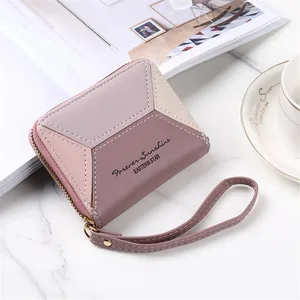 Fashion Women Card Holder New Pu Leather Mini Change Purses Coin Bag Zipper Pouch Large Capacity Multi-Card Position Wallet