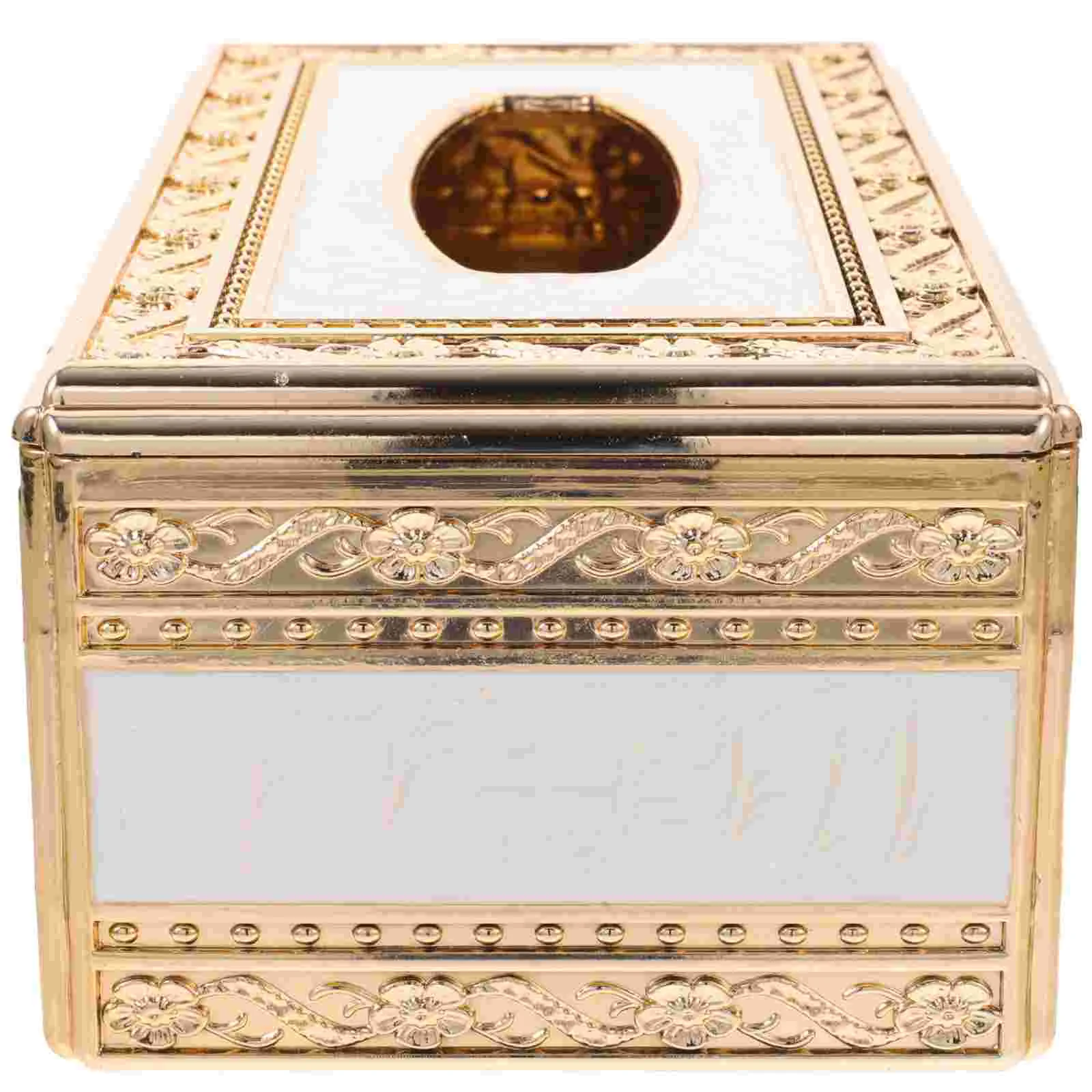 

Inlaid Gold Jade Tissue Box Case Paper Towels Acrylic Holder Tabletop Decor Restaurant Napkin Organizer for KTV Work Desk