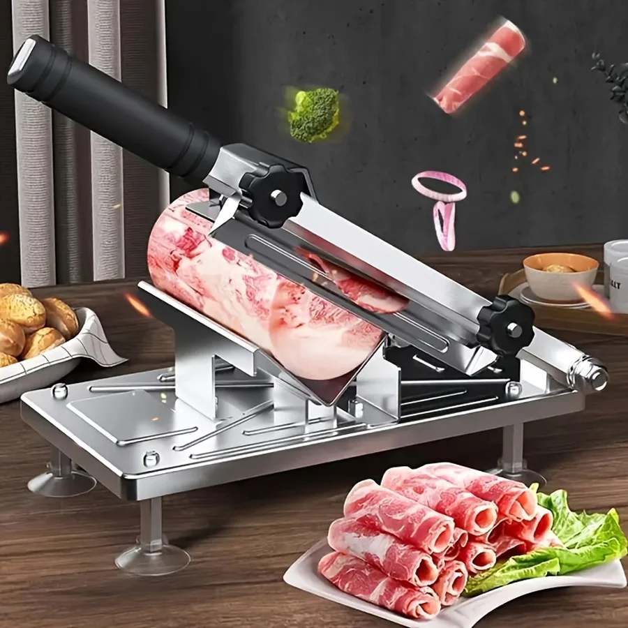 Food Slicer Manual Frozen Meat Slicer Adjustable Thickness 1pc