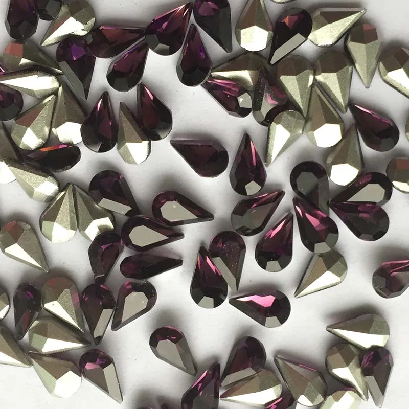 36 Stück 8*13 Schwarz Weiß Grau Blau Gelb Grün Auf Strass Glas Kristall Tröpfchen Geformte Pointback DIY Strasssteine – Detail 7