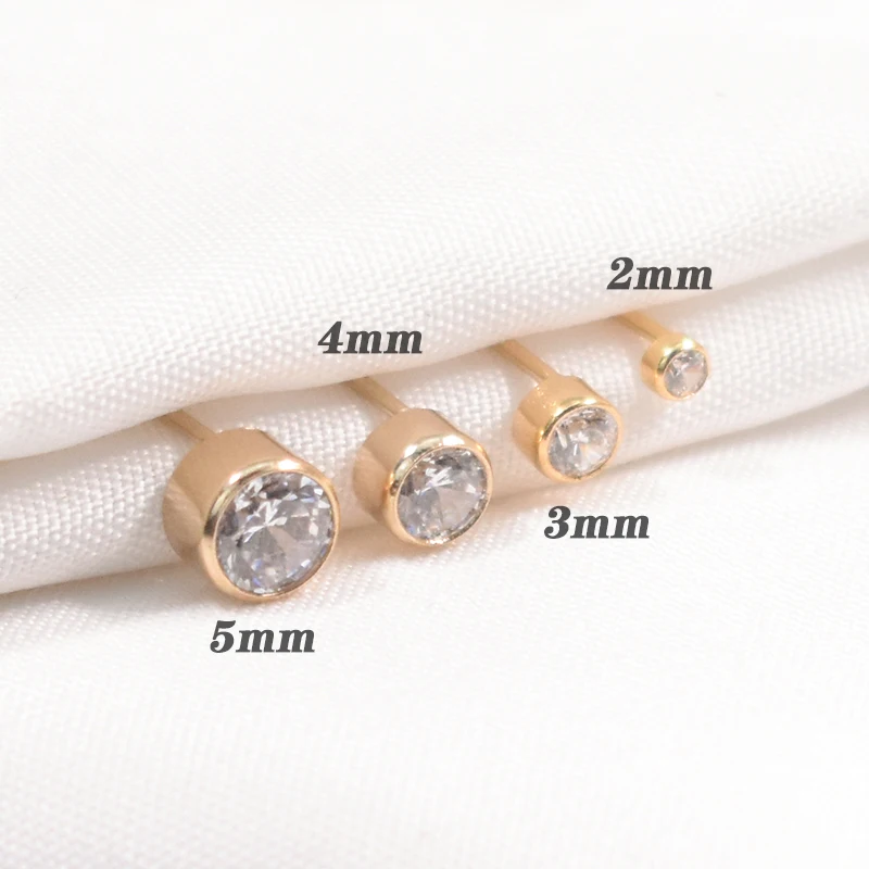 14K Gold gefüllt 2MM/3MM/4MM Zirkon Ohrringe Gold Schmuck Gold gefüllt Ohrstecker Brincos Pendientes Ohrringe Boho Ohrringe