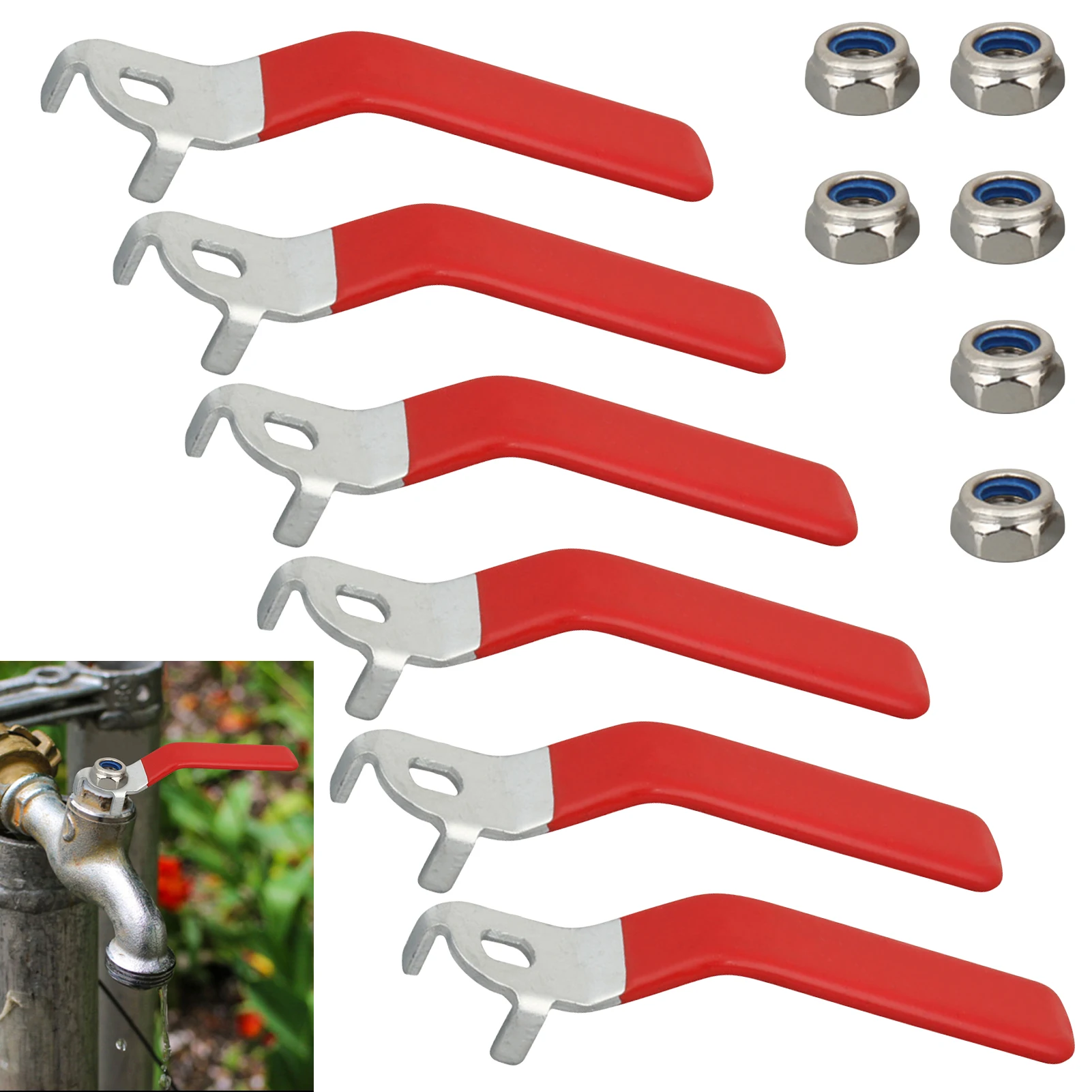 Nut 6pcs For Ball Valve Repair Outdoor Faucet Sturdy With Hole Size Lever Handle