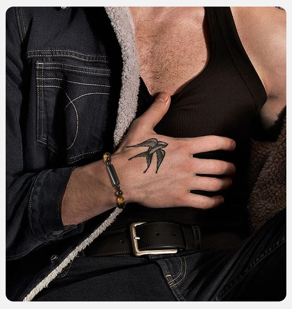 Vnox Urnen-Armbänder für Herren, verstellbares Tigerauge-Perlen-Kettenarmband, Haustierfamilie Papa Aschehalter Schmuck – Detail 2