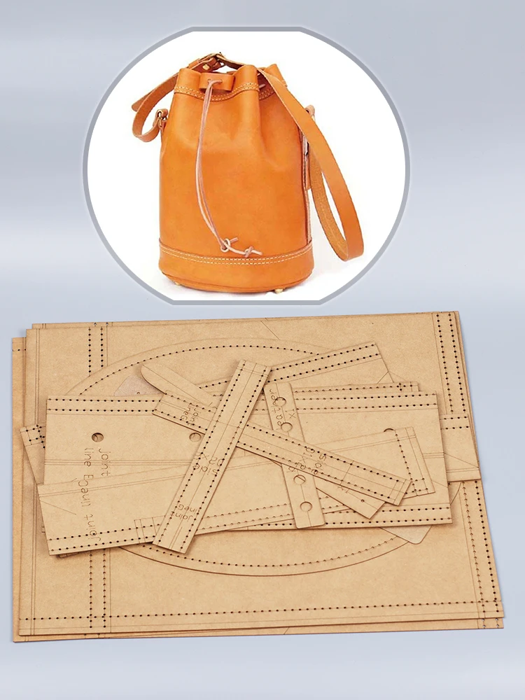 bucket shoulder bag sewing pattern die cutting leather craft template 28x35cm