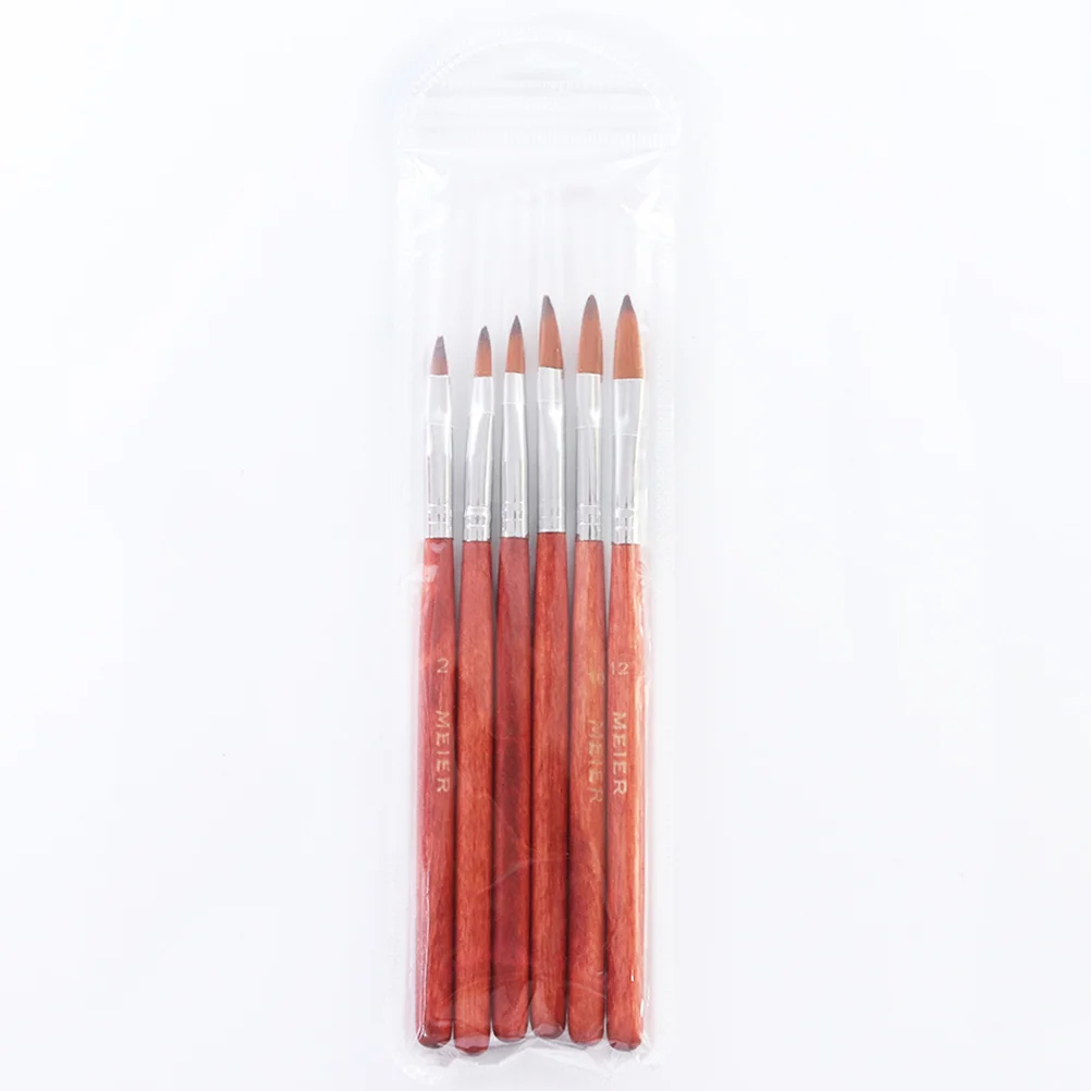 

6pcs Manicure Pens Colored Drawing Diy Professional Manicure Tool Brush Pen Nail Brush for Store Home ( brown )